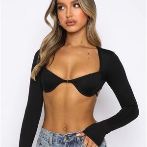 White Fox Boutique Just Like You Long Sleeve Crop Black